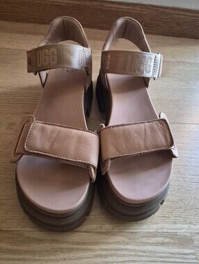 UGG Tan Chunky-Strap Platform Sandals